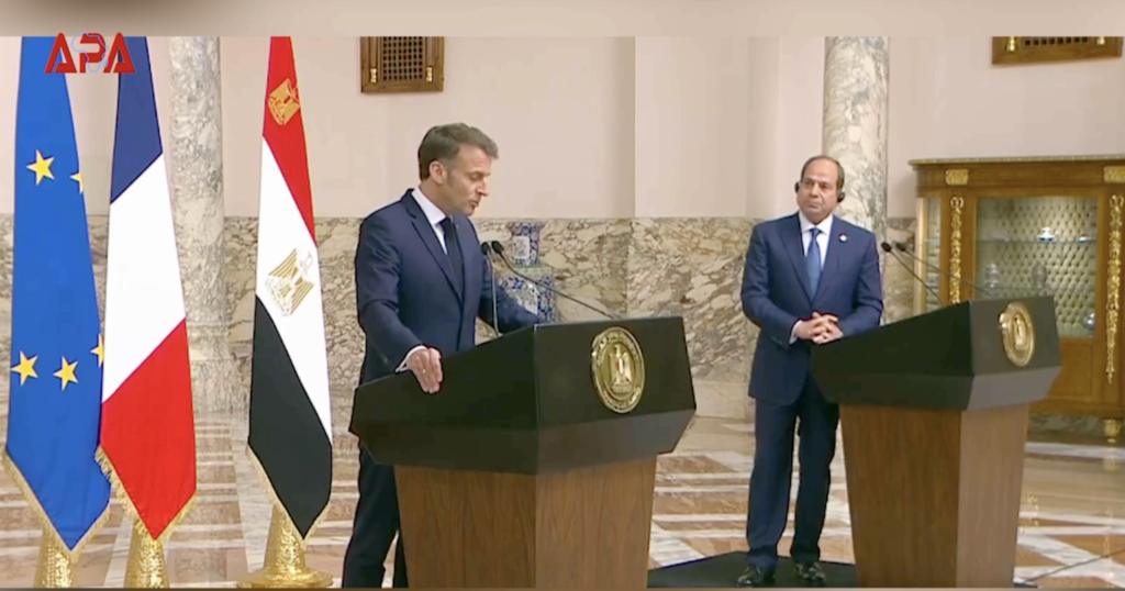 Au Caire, Macron dit s'opposer "aux déplacements de populations et à toute annexion" à Gaza