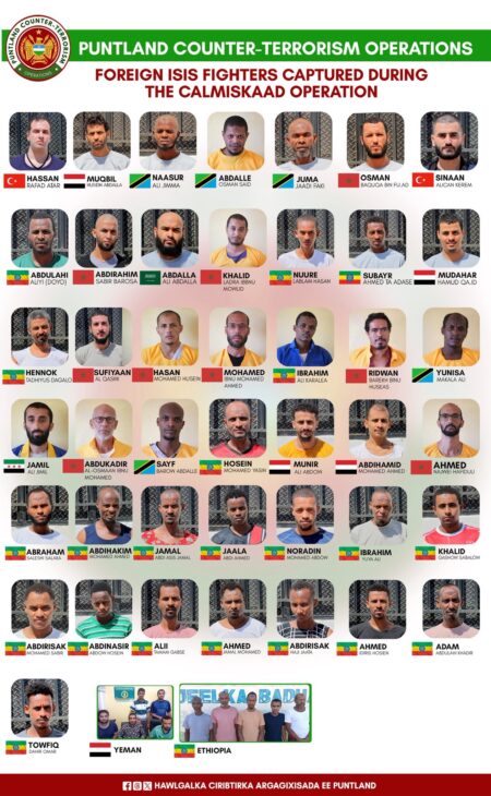 Somalie : capture de combattants étrangers de l’EI à Almiskat