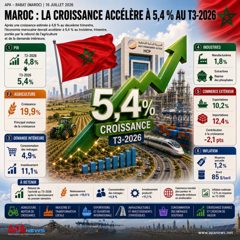 Maroc: amélioration de la croissance à 5,4% au T3-2026 (HCP)