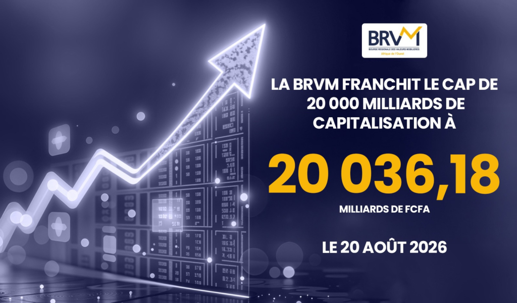 BRVM : la capitalisation franchit les 20 000 milliards de FCFA