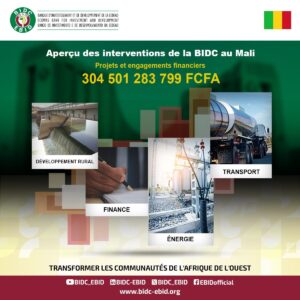 Mali : la BIDC mobilise 518,83 millions de dollars