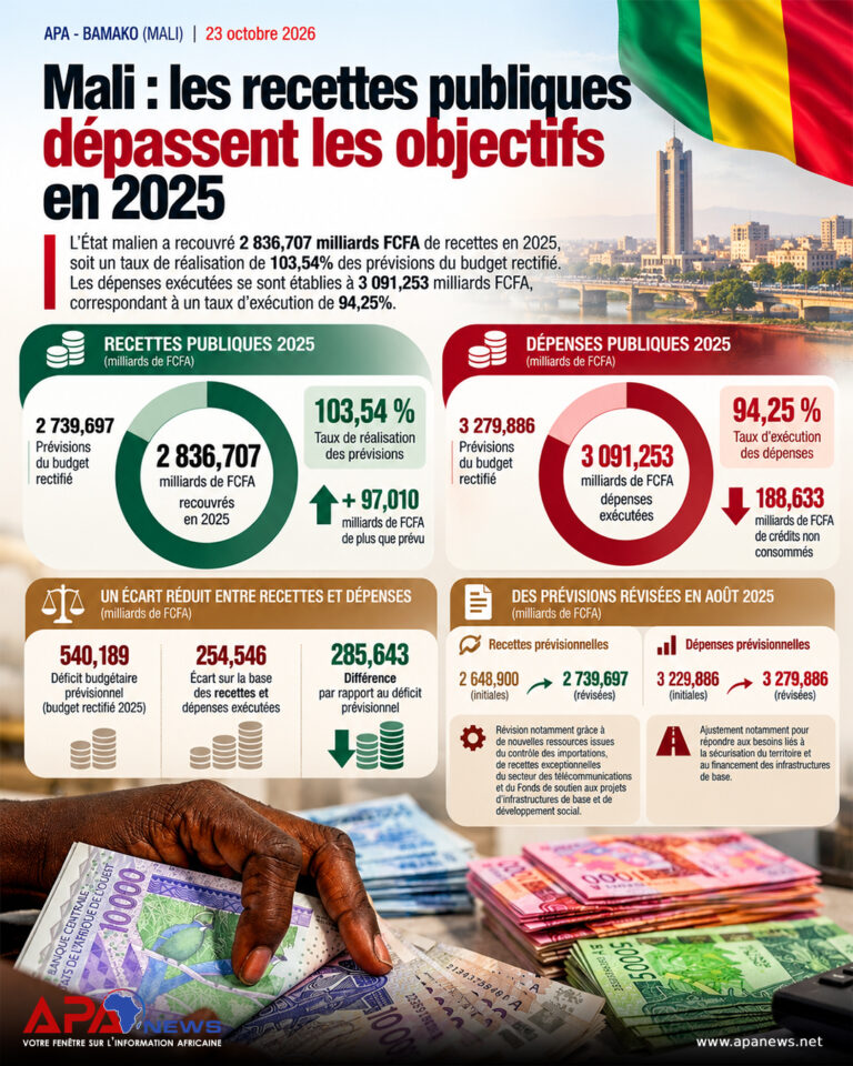 Mali: les recettes publiques dépassent les objectifs en 2025