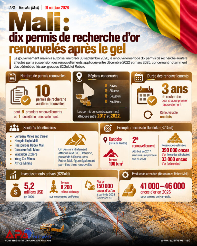 Mali : dix permis de recherche d’or renouvelés après le gel