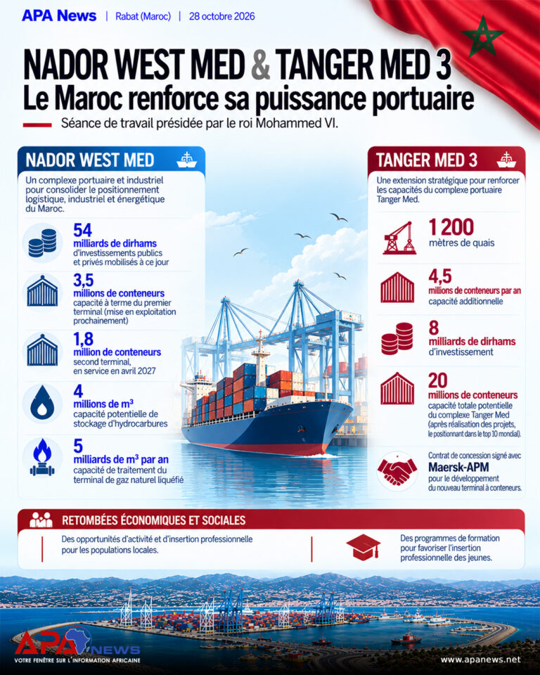 Le roi Mohammed VI examine l’avancement de Nador West Med et de Tanger Med 3